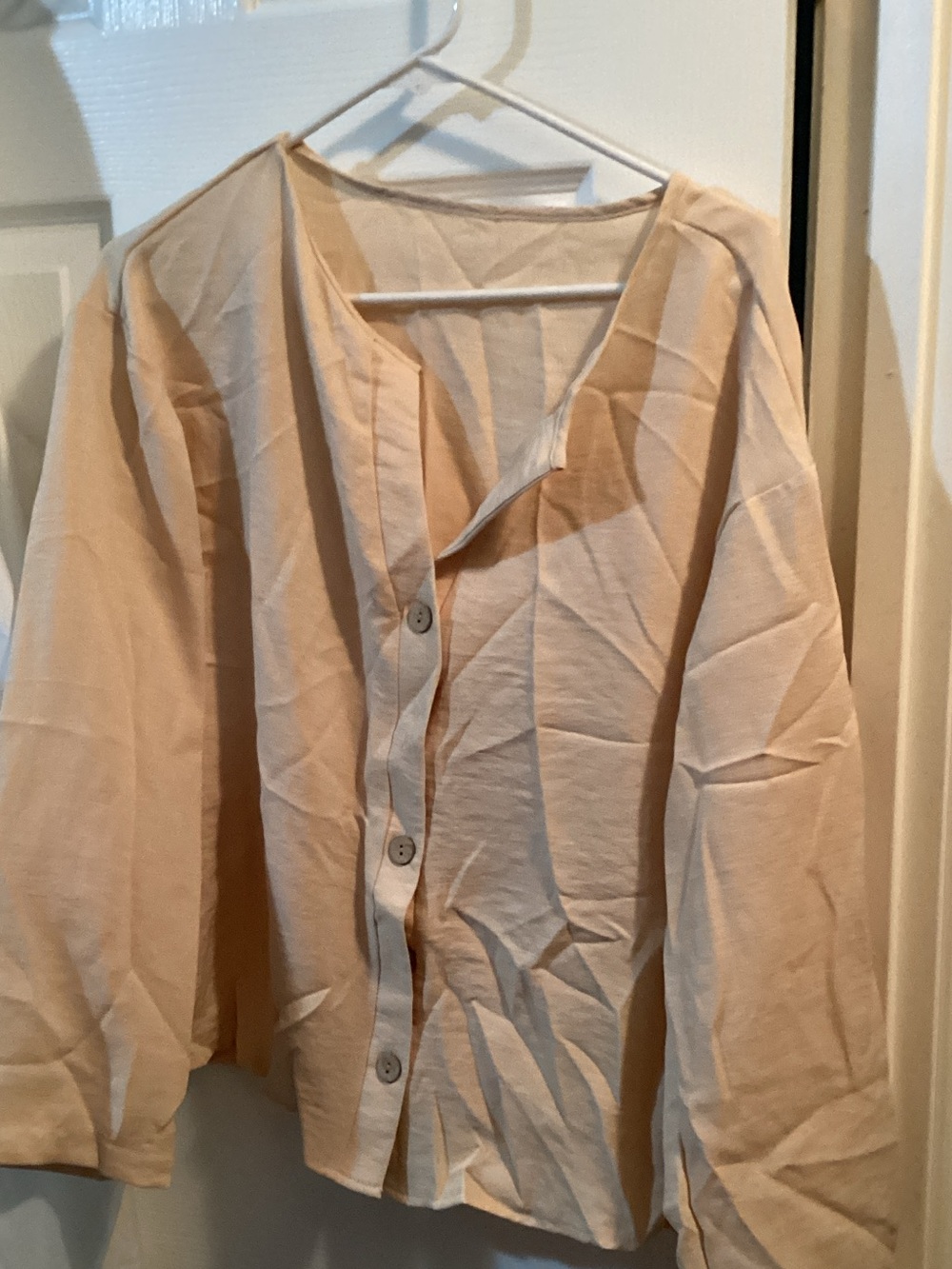 SHEIN Cream Button-Front Lightweight Top